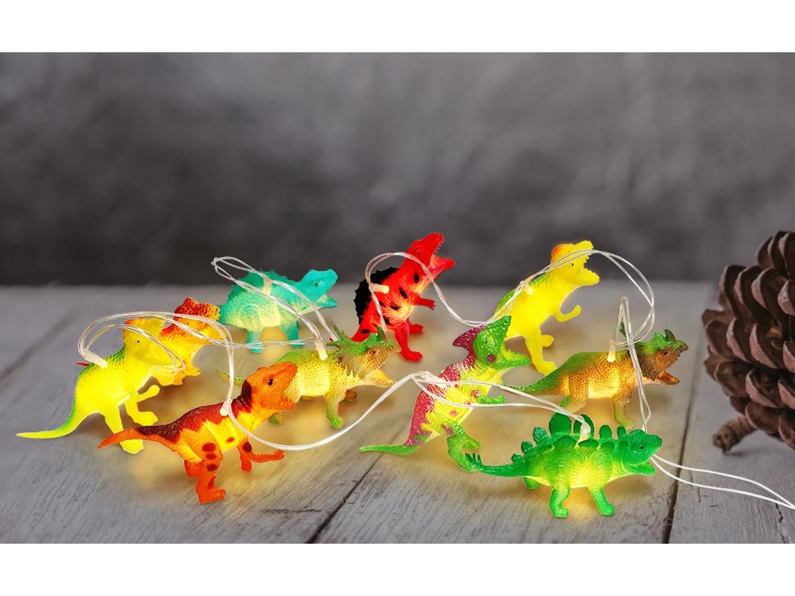 Luzes fairy de dinossauro, 10 LEDs, 2m, decoração de quarto infantil e festas | S/MARCA