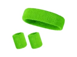 Conjunto De Três Peças Yuysan Faixa De Cabeça E Munhequeiras Absorventes De Suor, Cor Verde
