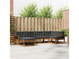 Vidaxl Conjunto De Sofás Para Exterior 6 Pcs Natural E Antracite