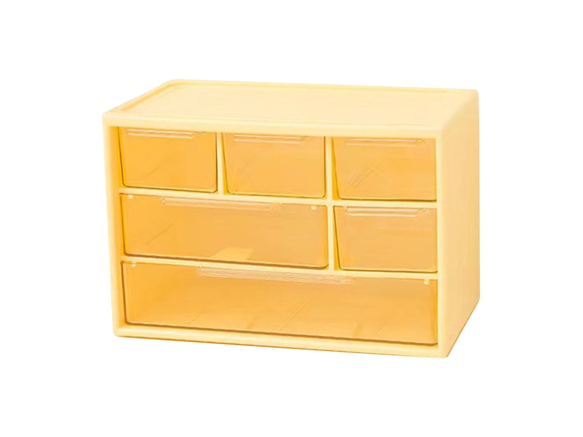 Caixa de Armazenamento com 6 Gavetas e 3 Camadas para Joias e Itens Pequenos Amarelo | S/MARCA