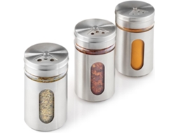 Conjunto de 3 jarros de especiarias em aço inox e vidro, 100 ml ZYBLSSBB