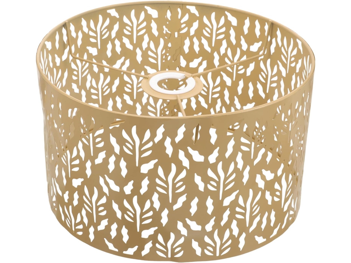 Abajur de Mesa Decorativo em Metal Vazado com Padrão de Grama Amarela e Água, Elegante Cúpula para Luminária. SFUSHOS