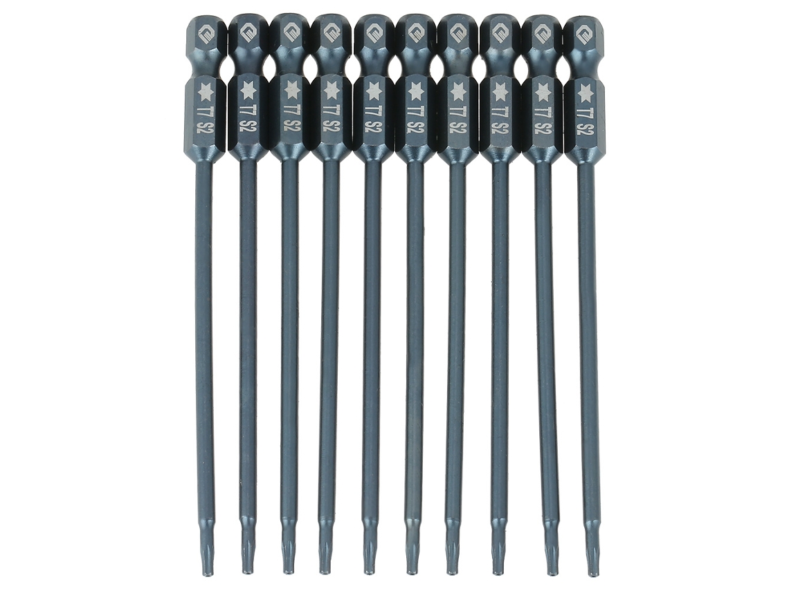 Kit De 10 Brocas De Chave De Fenda Estrela Segura T7 Com Cabo Hexagonal 1/4" 100mm Magnéticas