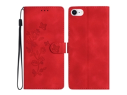 Capa Em Couro Pu Com Suporte, Para Apple Iphone 6 / 6s / 7 / 8 - Vermelho