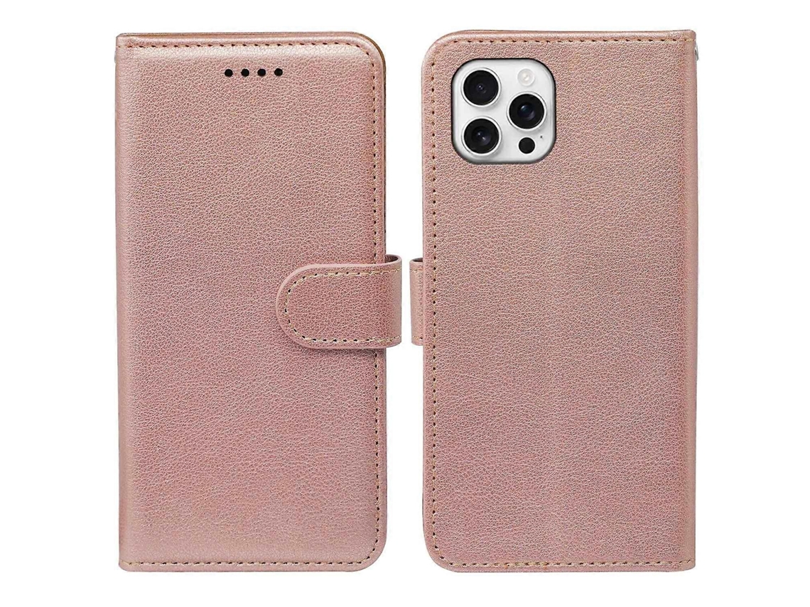 Capa De Couro Com Bloqueio Rfid E Fecho Magnético Para Iphone 15 Pro