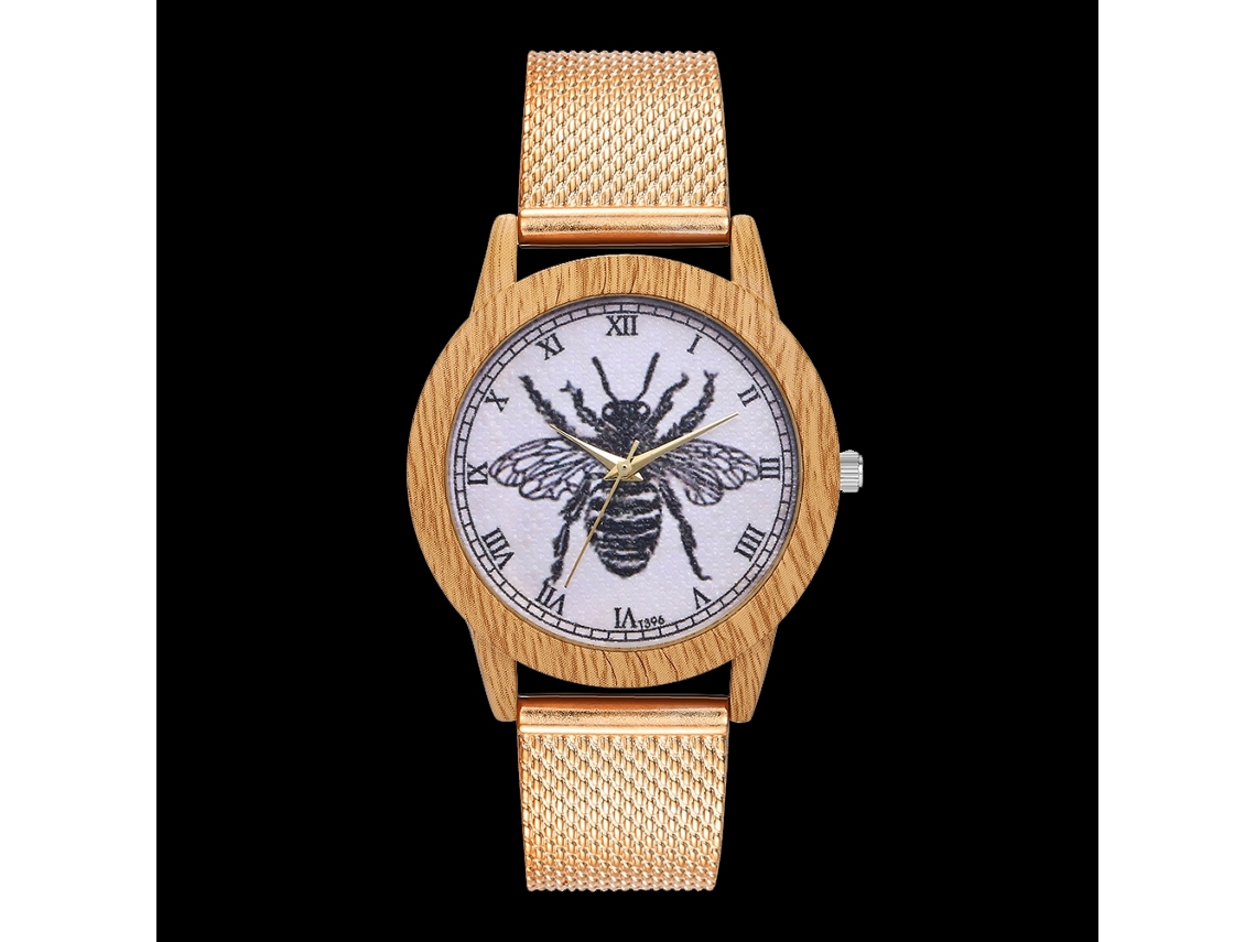 Relógio de pulso unissex, elegante e durável, em quartzo dourado rosê, perfeito para momentos de lazer.