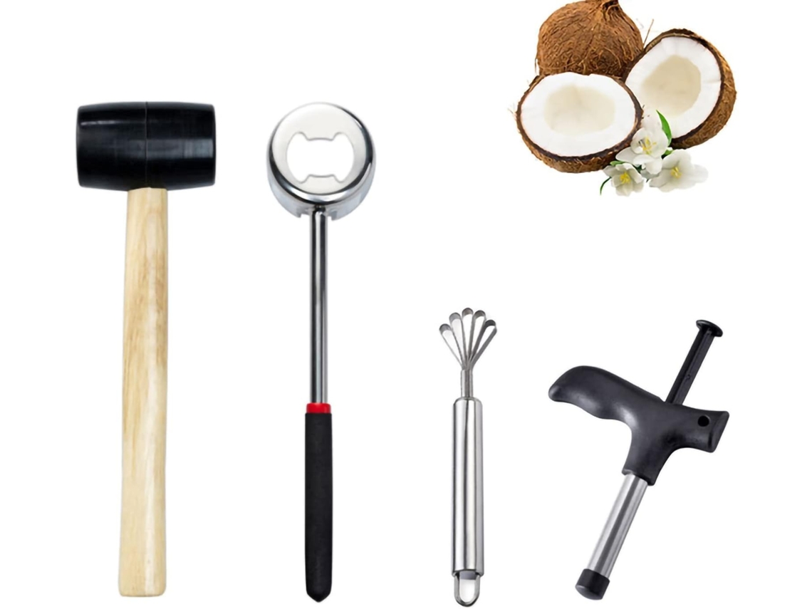 Conjunto De Ferramentas Para Abrir Coco Com Martelo Borracha