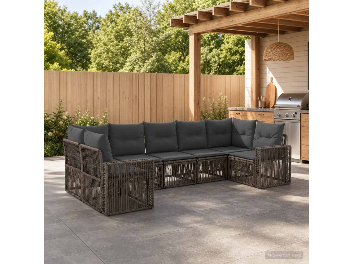 Vidaxl Conjunto De Sofá De Jardim 7 Unid. 7-número De Lugares