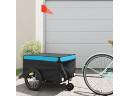 Vidaxl Reboque Para Bicicleta 45 Kg Ferro Preto E Azul