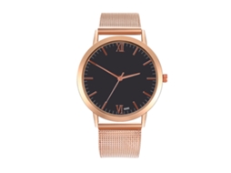 Relógio analógico Zhoulianfa Fashion Casual Business em ouro rosa com mecanismo de quartzo e pulseira de malha.