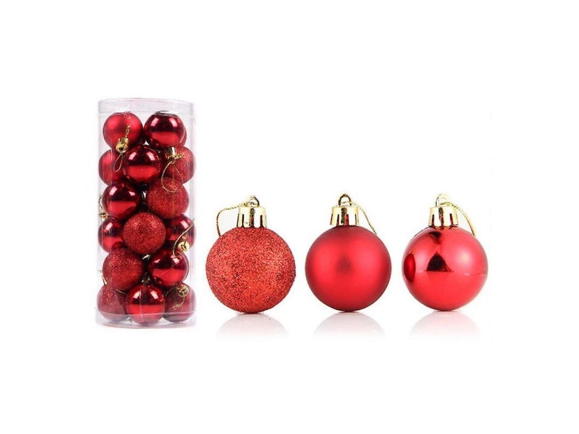 2026 24 Bolas Navideñas Reutilizables de Plástico Decoración de Árbol de Navidad Hogar Fiesta Hotel 8 Cm Rojo