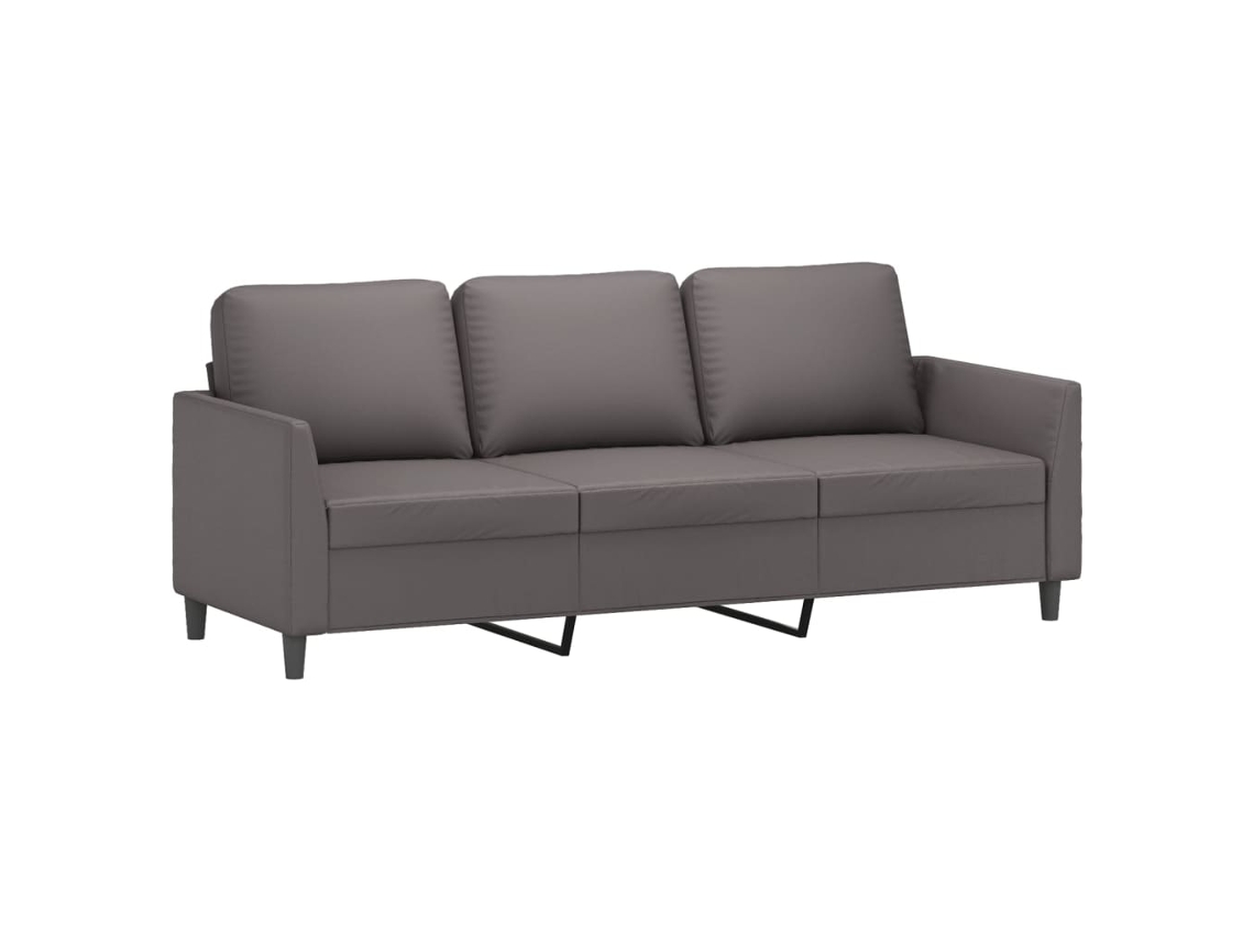 3-seater Sofa, 3-seater Sofas Vidaxl Cinzeto Couro Artificial (n/a)