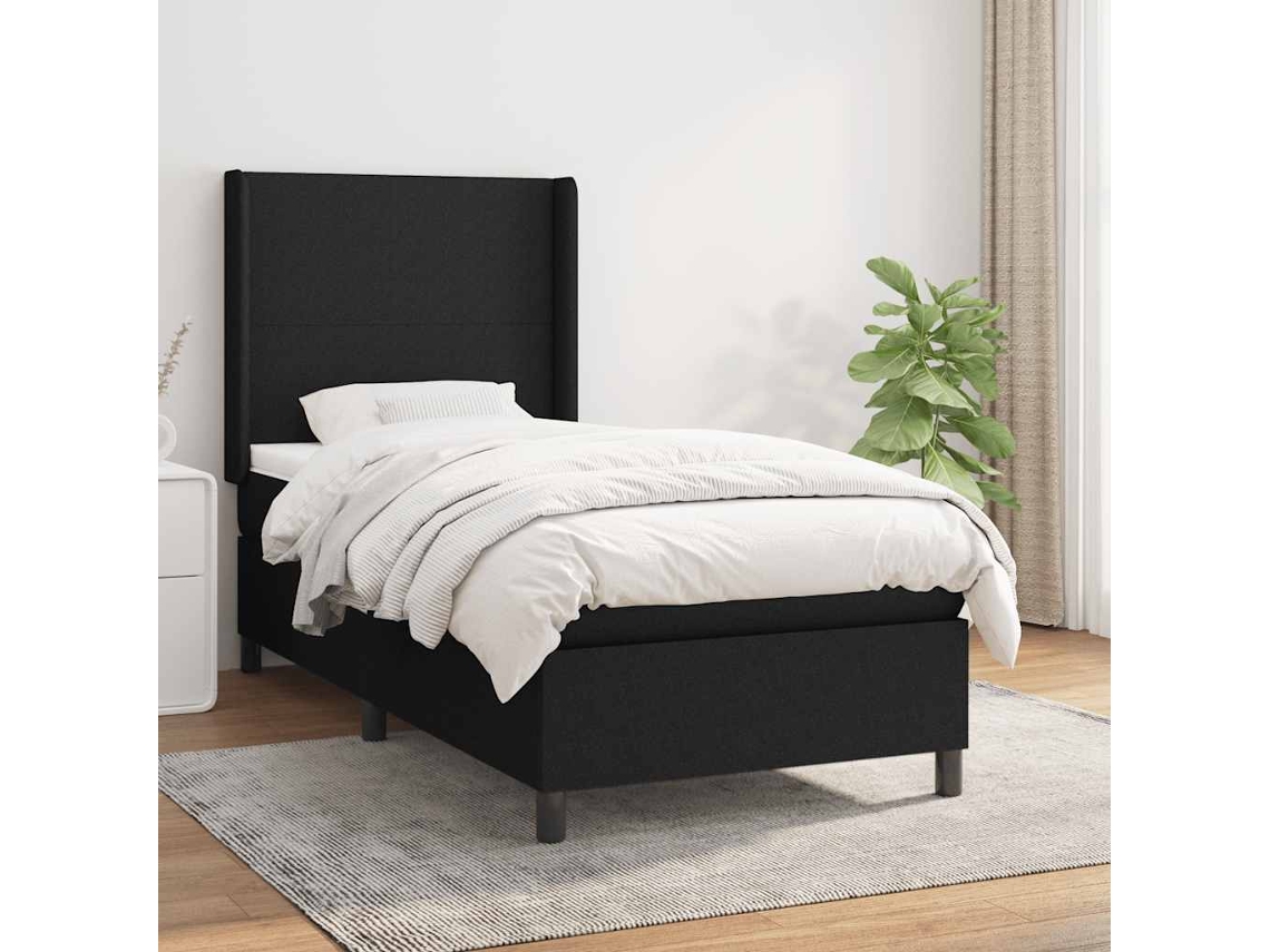 Vidaxl Cama Com Molas/colchão 80x200 Cm Tecido Preto