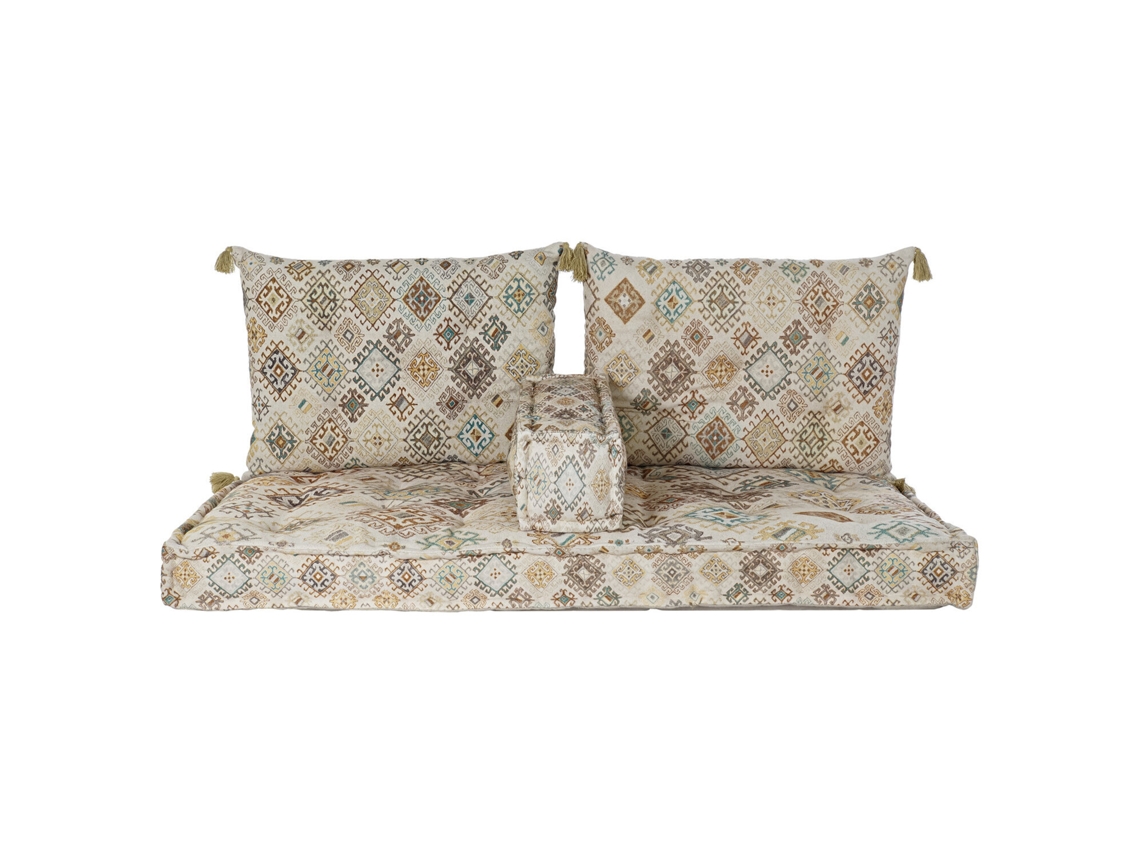 Conjunto de 4 Poltronas ALEXANDRA HOUSE LIVING Bege em Algodão com efeito desgastado, 145x76x13cm