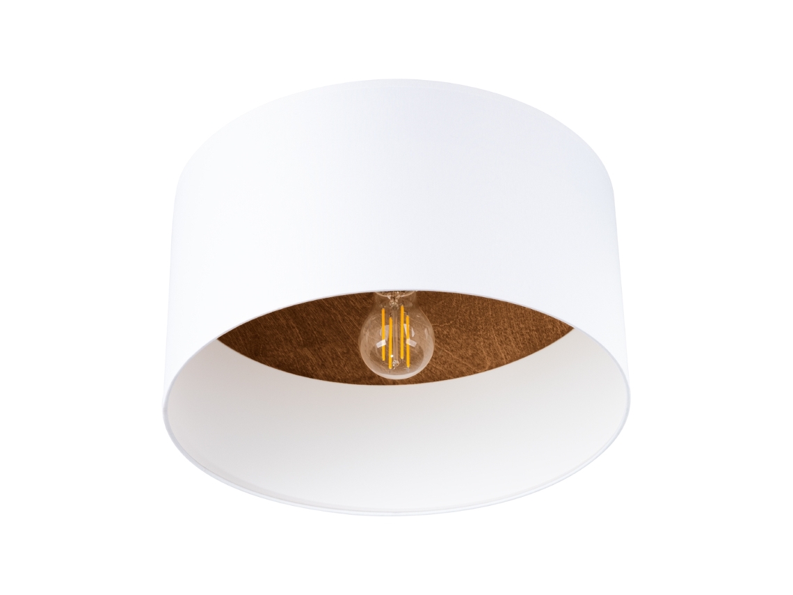 Luminárias de Teto Telesto de Tecido/Madeira/Aço Branco/Marrom Escuro 20X35X35Cm SOLLUX LIGHTING