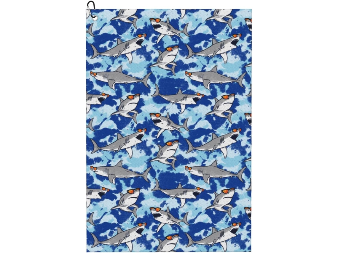 Toalhas de Golfe Novastar para Homens e Mulheres 61 X 40,6 Cm Design de Tubarão Branco com Óculos Acessó