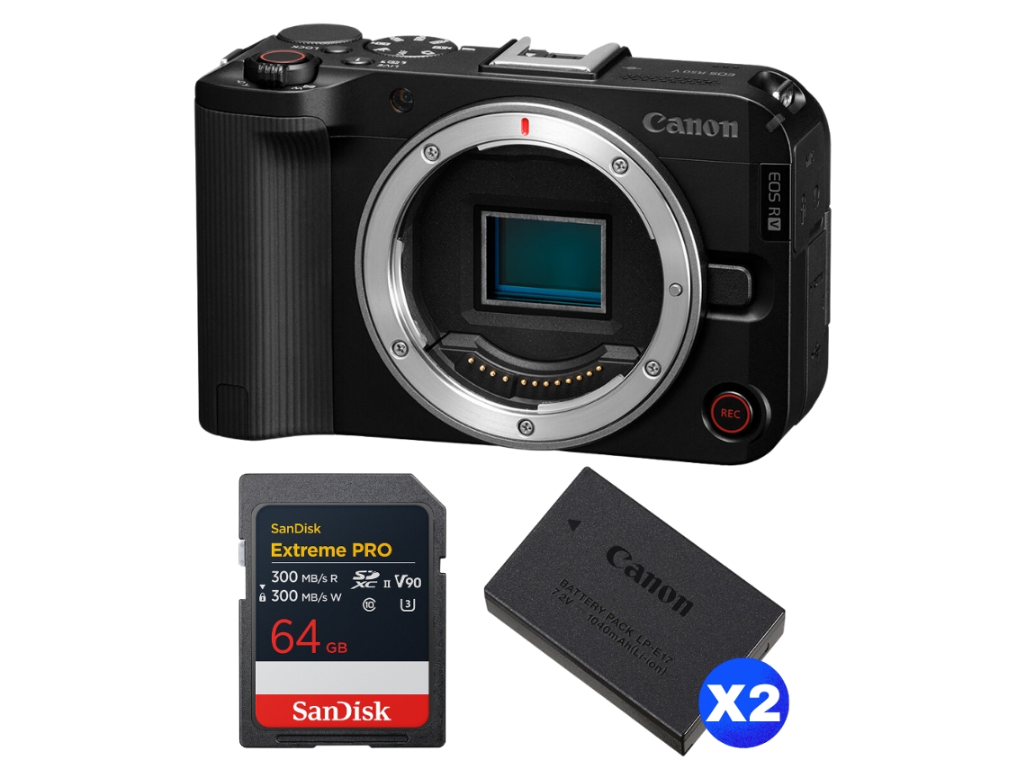 Eos R50 V + 1 Sandisk 64gb Extreme Pro Uhs ii Sdxc + 2 Canon Lp e17 + Ebook “20 Dicas para Fotos Que Impressionam” CANON