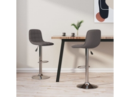 Vidaxl Bancos De Bar 2 Pcs Tecido Cinzento-acastanhado