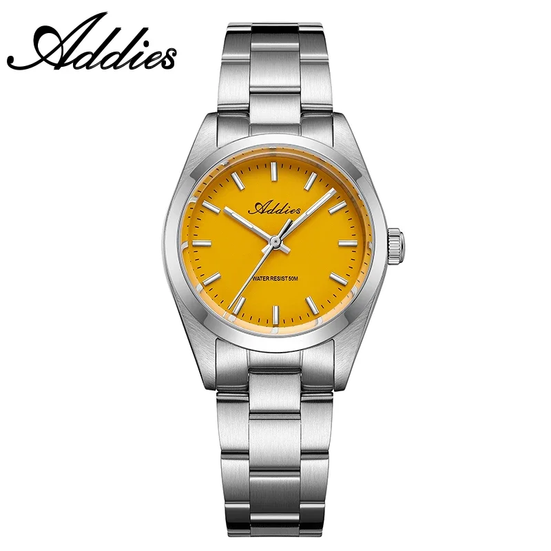 Relógio Feminino De Quartzo Com Cristal De Safira Amarelo, Luminoso E Resistente À Água Até 5 Bar.