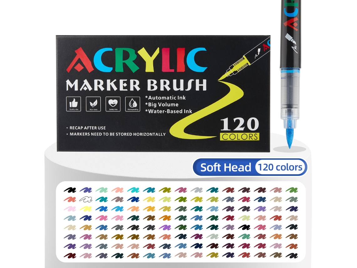 Marcadores, Caneta para Desenho para Estudantes, Acrílica com Ponta Macia AQUAFORGE (120 Unidades)