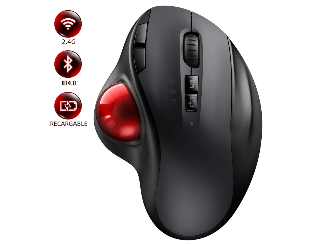 Mouse Trackball Sem Fio, Recarregável Via Bluetooth 2.4g E Usb.