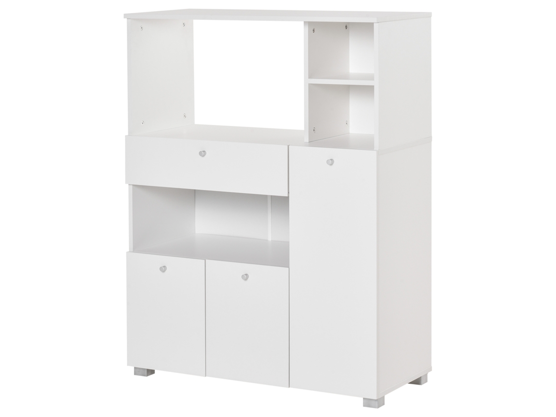 Aparador de Cozinha com Gaveta, Prateleiras, 3 Portas, Design Anti tombamento