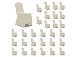 Vidaxl Capa Para Cadeira Elástica 30 Pcs Cor Creme