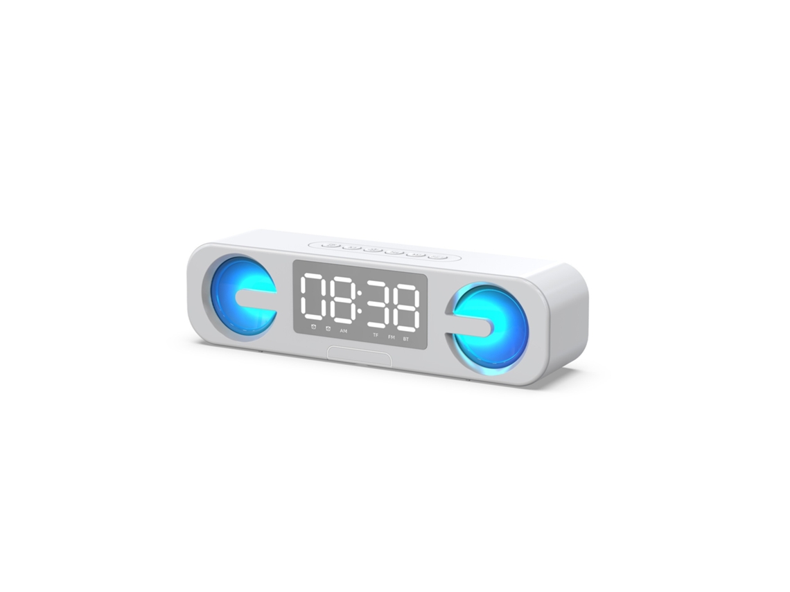 Caixa de Som Bluetooth MDUG RGB 10 W com despertador (branco)