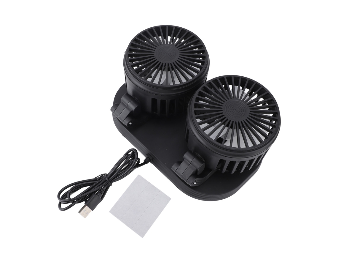 Ventilador de Ar Duplo para Carro Usb Painel Preto