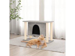 Vidaxl Árvore P/ Gatos C/ Postes Arranhadores Sisal 50 Cm Cinza-claro