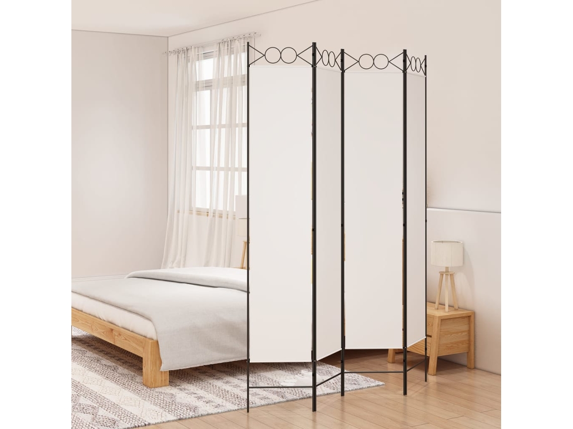 Vidaxl Biombo Com 4 Painéis 160x220 Cm Tecido Branco