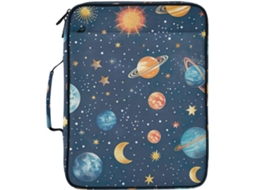 Pasta Expansível Com Estampa De Planetas Azuis Em Estilo Desenho Animado, Organizador De 3 Argolas Com Divisórias