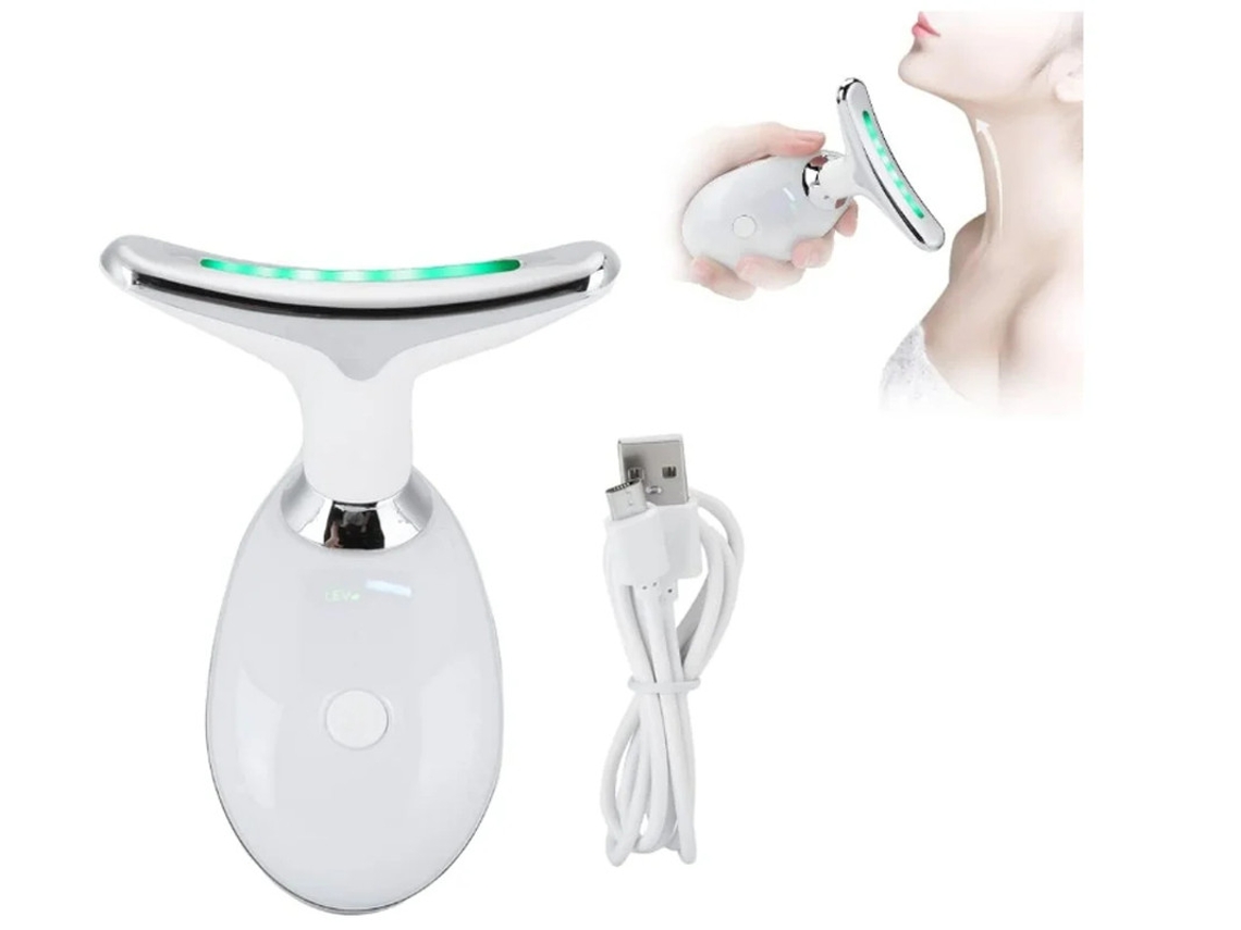 Massageador Elétrico Facial E Pescoço Yizhood Es 1081 Portátil De Alta Frequência Para Beleza Do Pescoço Condicionamento Facial Branco
