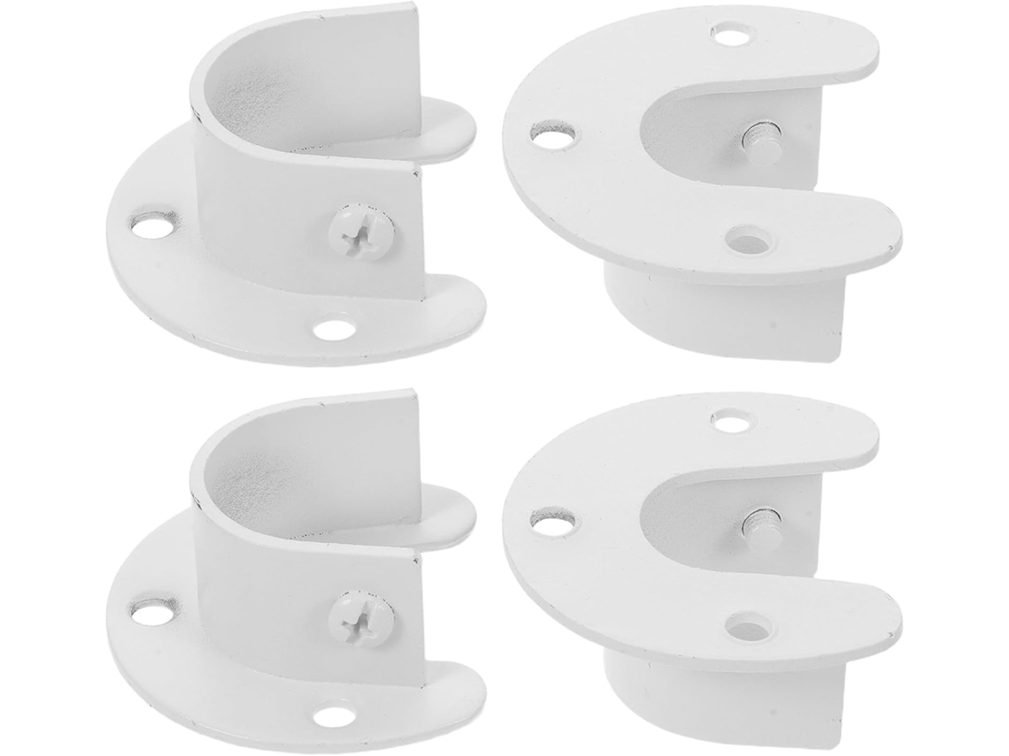 Suporte para cortina Galpada Chuveiro Varão, 4 peças, em aço inoxidável branco, formato U, ideal para cortinas.