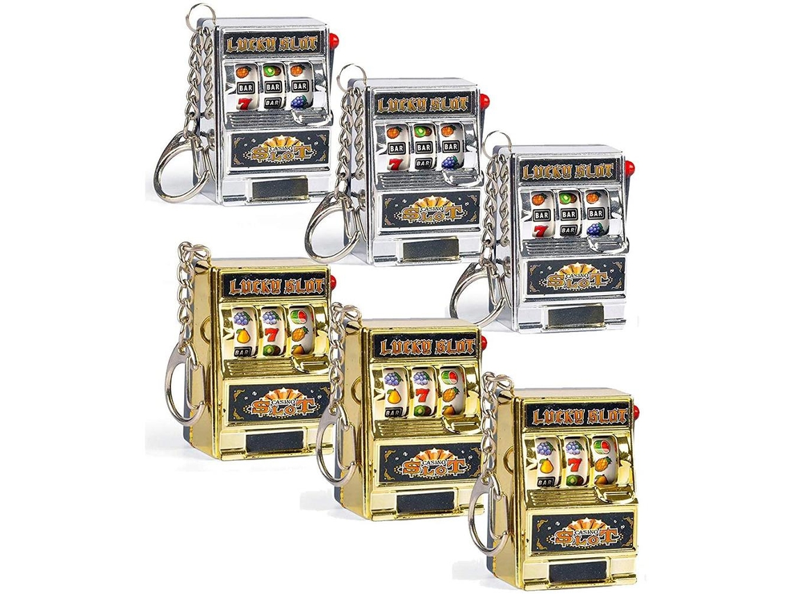 Primerox 6 Peças Chaveiro Máquina Caça níqueis Brinquedo Divertido Presente Criativo Ouro/prata