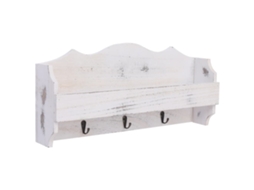 Vidaxl Cabide De Parede 50x10x23 Cm Madeira Branco