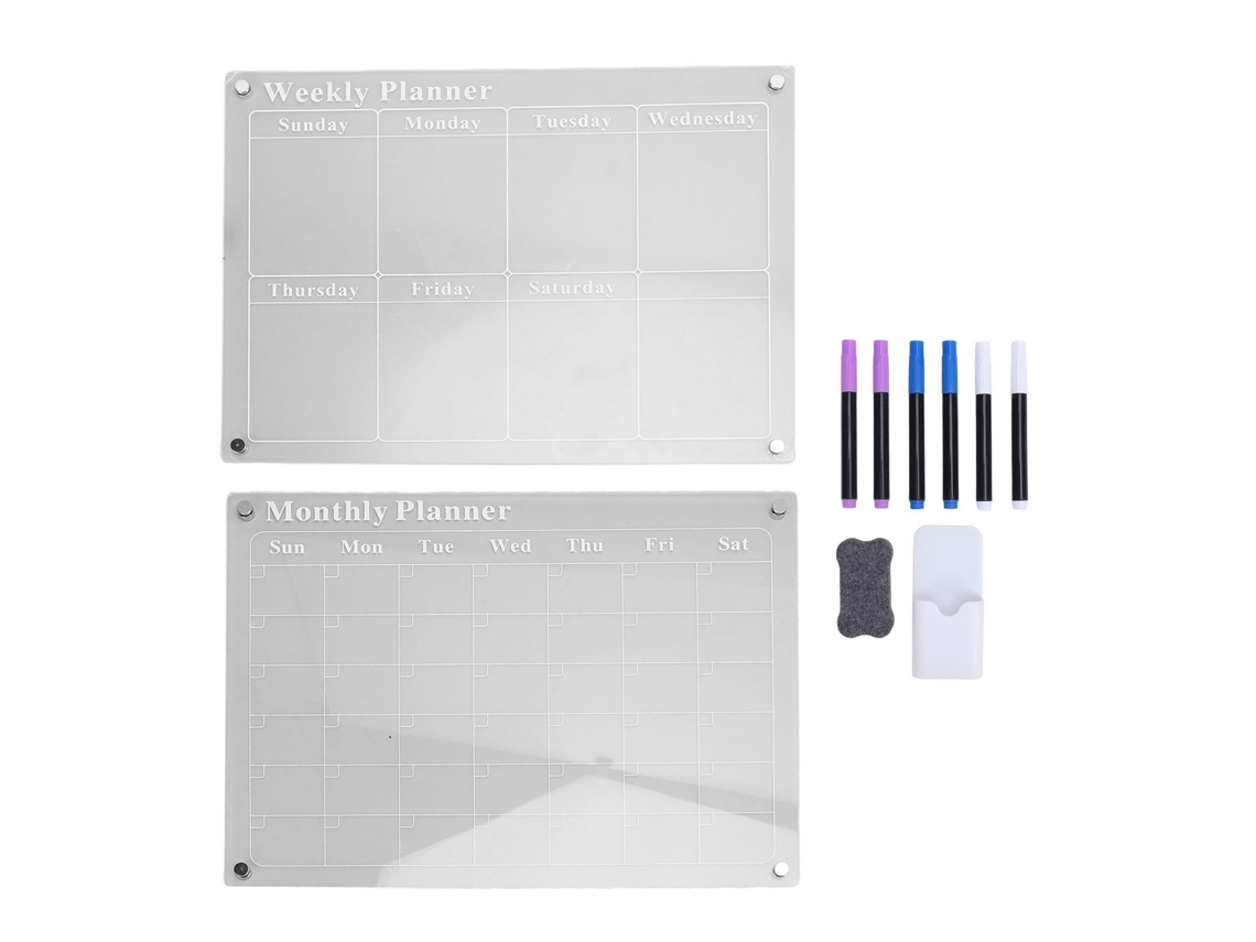 Conjunto de Quadro de Planejamento Mensal e Semanal Acrílico S/MARCA com 6 Canetas 15,7x11,8in