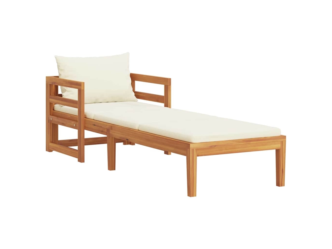 Maison Exclusive - Espreguiçadeira Com Almofadões Cor Branco Nata Acácia Maciça