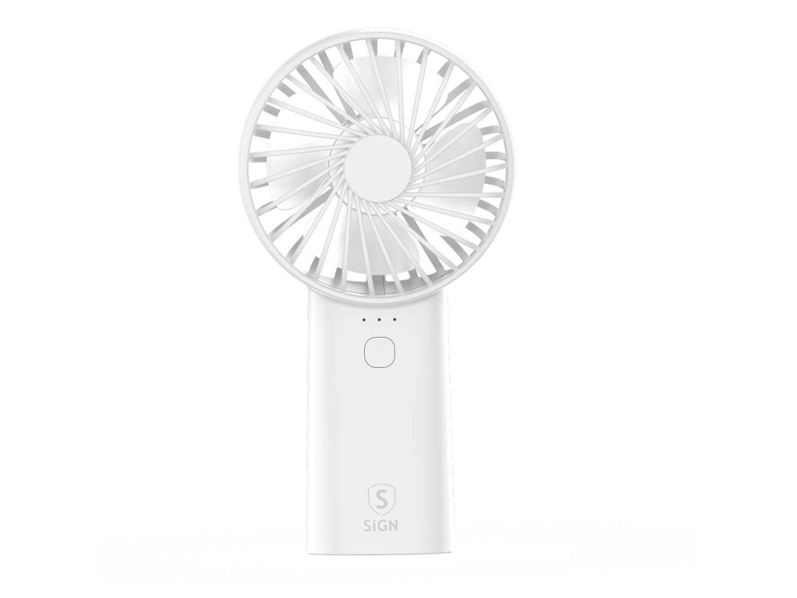 Mini Ventilador Portátil Usb Sign Com Lâmpada - Branco