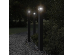Vidaxl Candeeiro Chão P/ Exterior C/ Tomada 3 Pcs 110cm Alumínio Preto