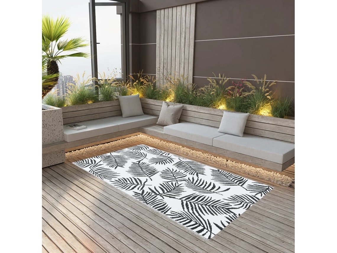 Vidaxl Tapete De Exterior 160x230 Cm Arakil Pp Branco E Preto