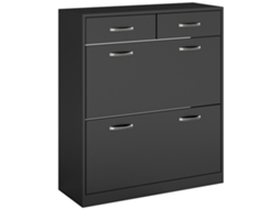 Sapateira Estreito Com 2 Compartimentos E 2 Gavetas Para 12 Pares De 80x30x91,5 Cm Preto