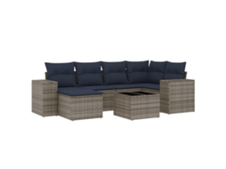 Conjunto de Sofá de Jardim, 7 Peças, Almofadas, Rattan Cinza MAISON EXCLUSIVE