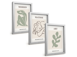 Composição De Quadros Design Elegante Com Figuras De Plantas Espelharte (3 Peças 20x30 Cm)