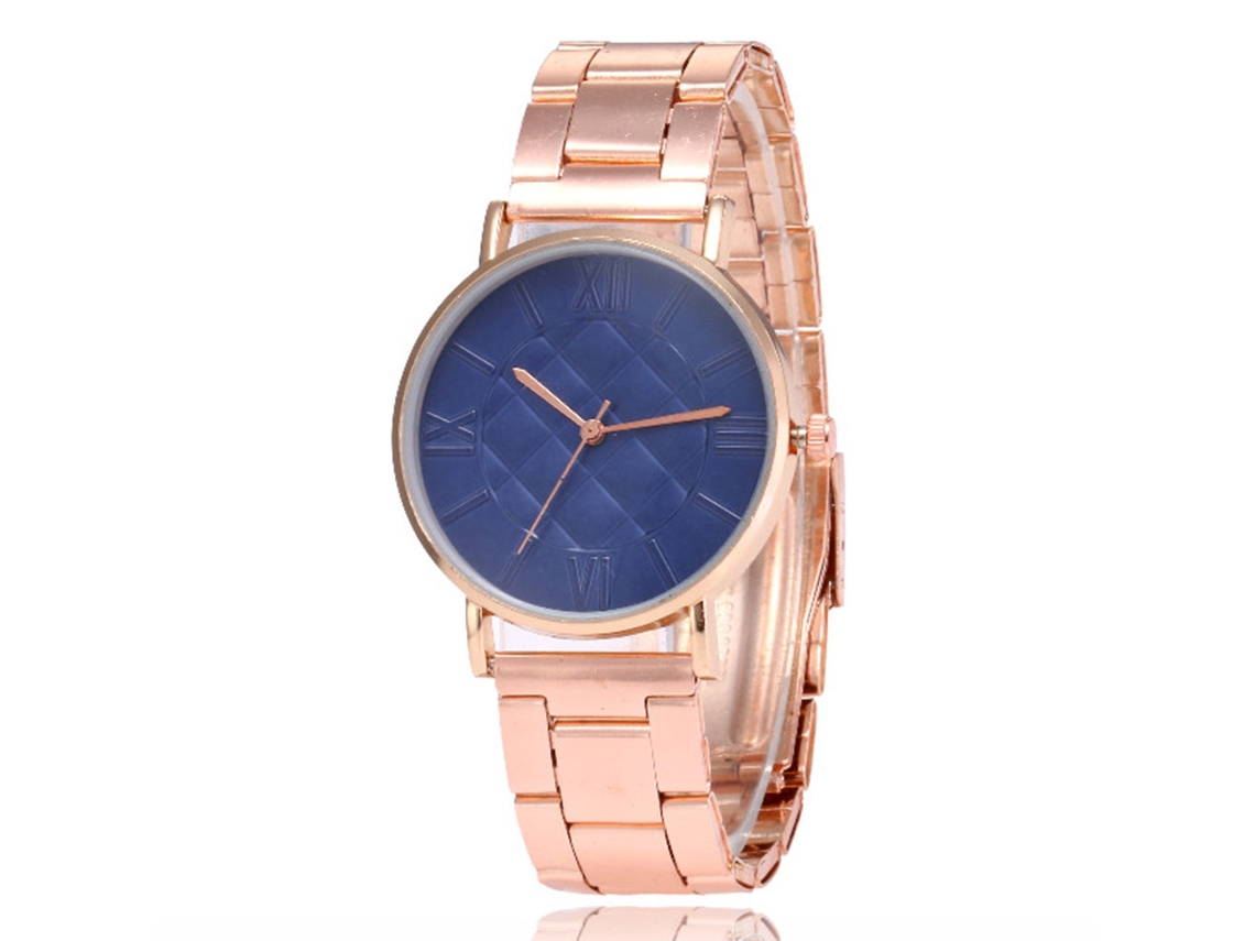Relógio Casual de Moda para Homens e Mulheres com Pulseira de Aço Quartzo (azul)