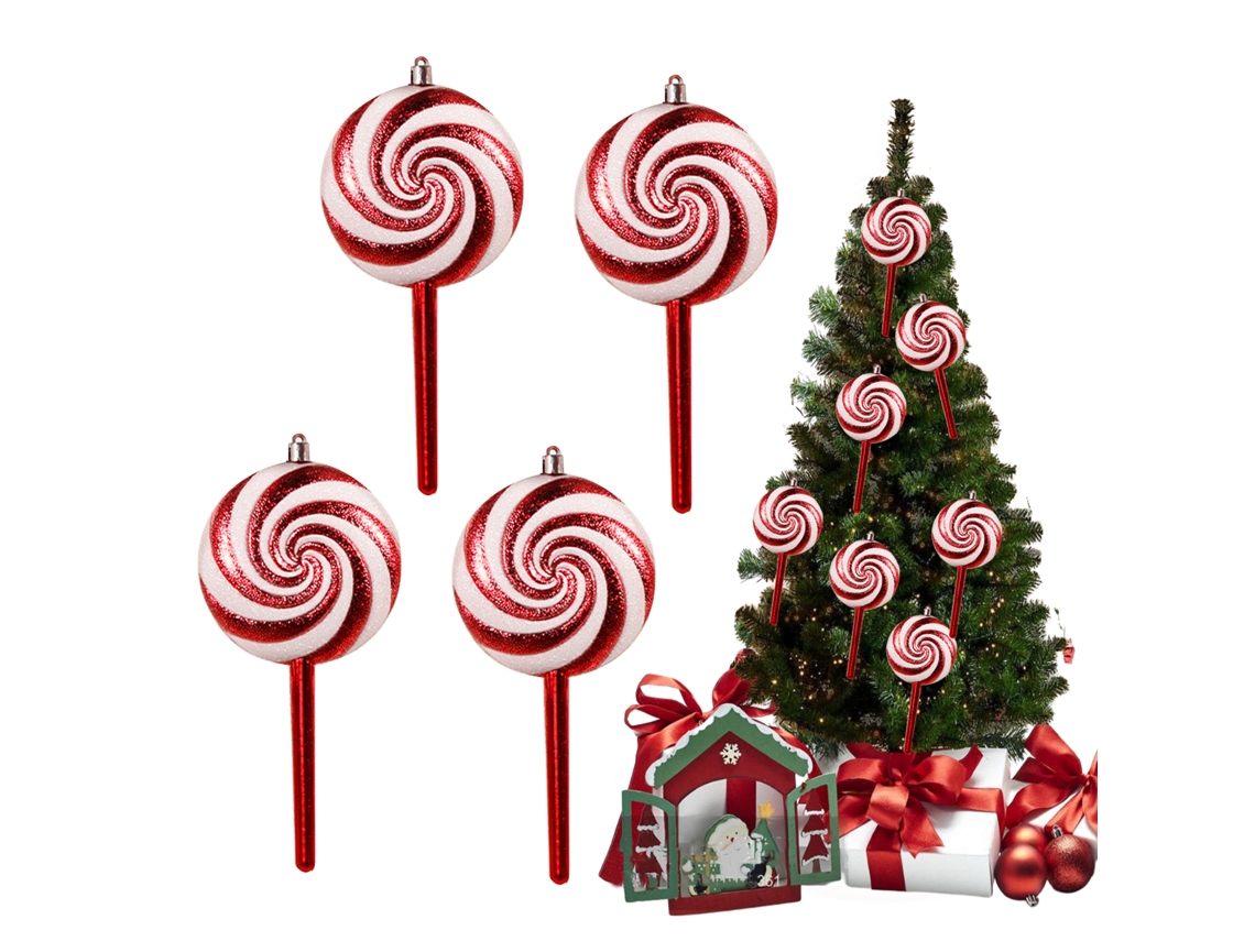 Enfeites de Natal com Candy Decorativos, Pack de 4 Caixas PVC LAXISCREED