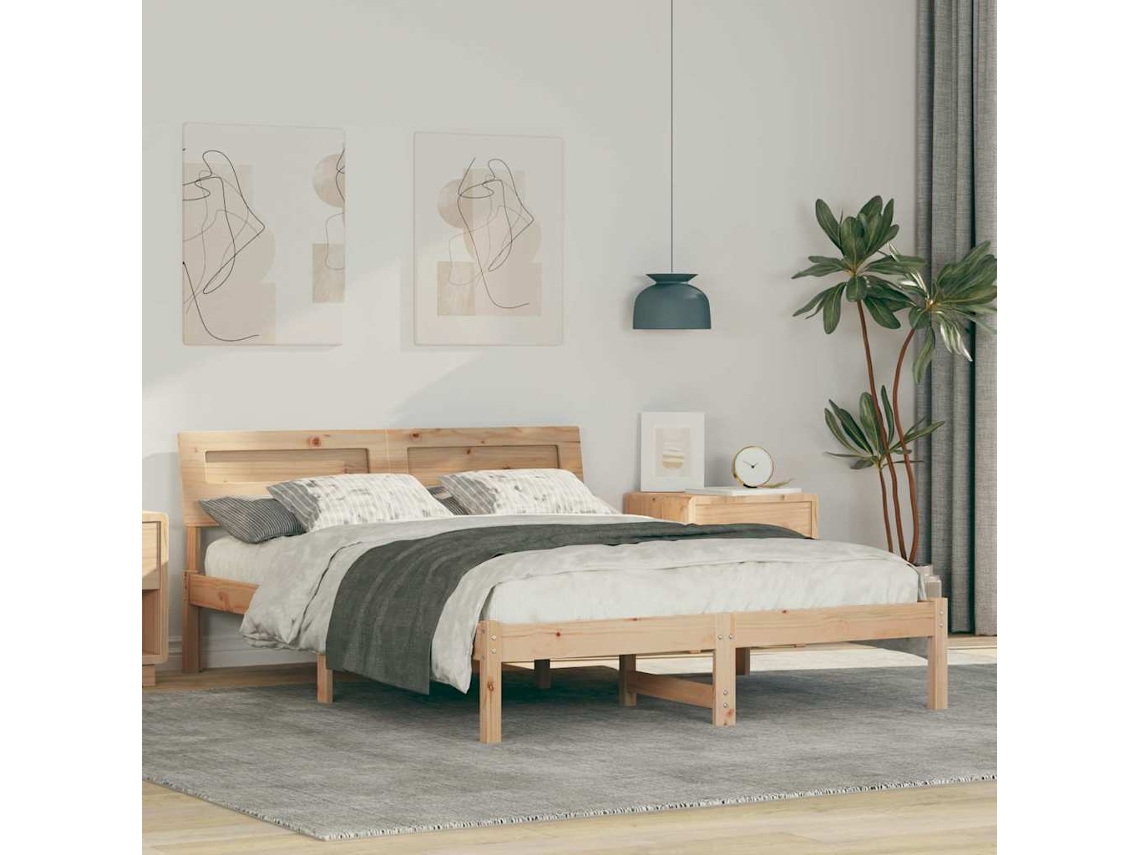 Vidaxl Estrutura Da Cama Com Cabeceira Castanho 120 X 200 Cm