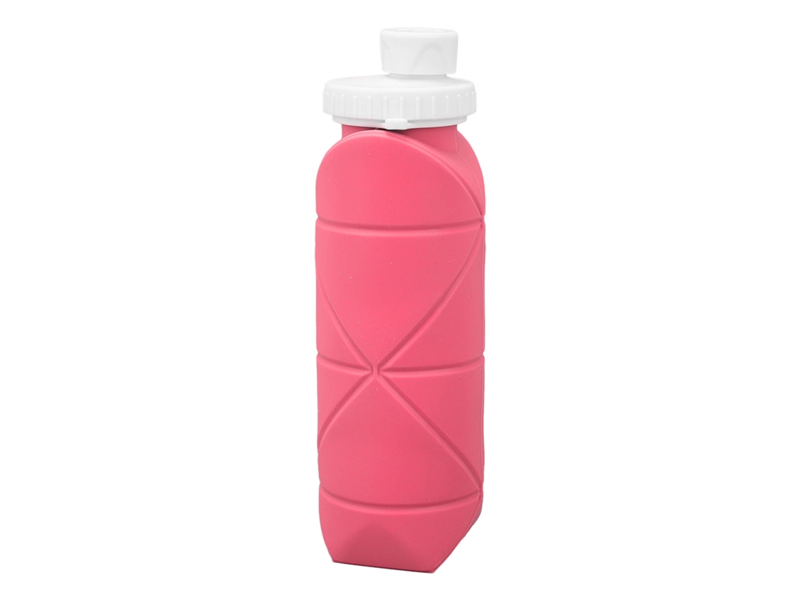 Garrafa de Água Colapsível 600ml Silicone Rosa