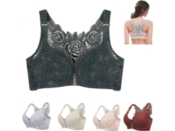 Sujetador Floral Secrets Comfort Rose, Sem Armadura, Fecho Frontal, Tamanhos Grandes 36-80c, Verde Escuro 36-80c Verde Oscuro