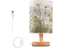 Luminária De Cabeceira Led Wildflower Para Quarto, Luminária De Leitura Com Portas Usb E Cúpula Tecido Para Sala Estar